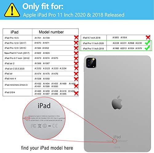 תואם תואם ל- iPad Pro 11 Case 2021, עמדת זווית מרובה מתאימה ל- iPad Pro 11 2021/2020/2018 [תמיכה ב 2nd